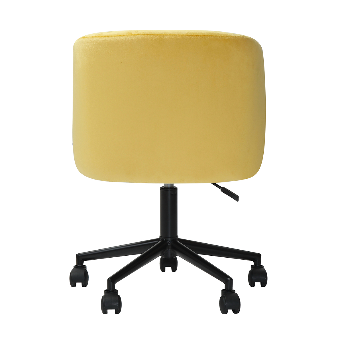 Silla de Oficina Giratoria en Terciopelo Mostaza con Altura Ajustable y Asiento Acolchado