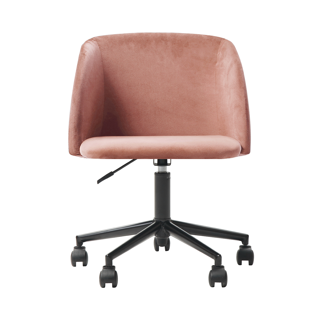 Silla de Oficina Giratoria en Terciopelo Rosa con Altura Ajustable y Asiento Acolchado