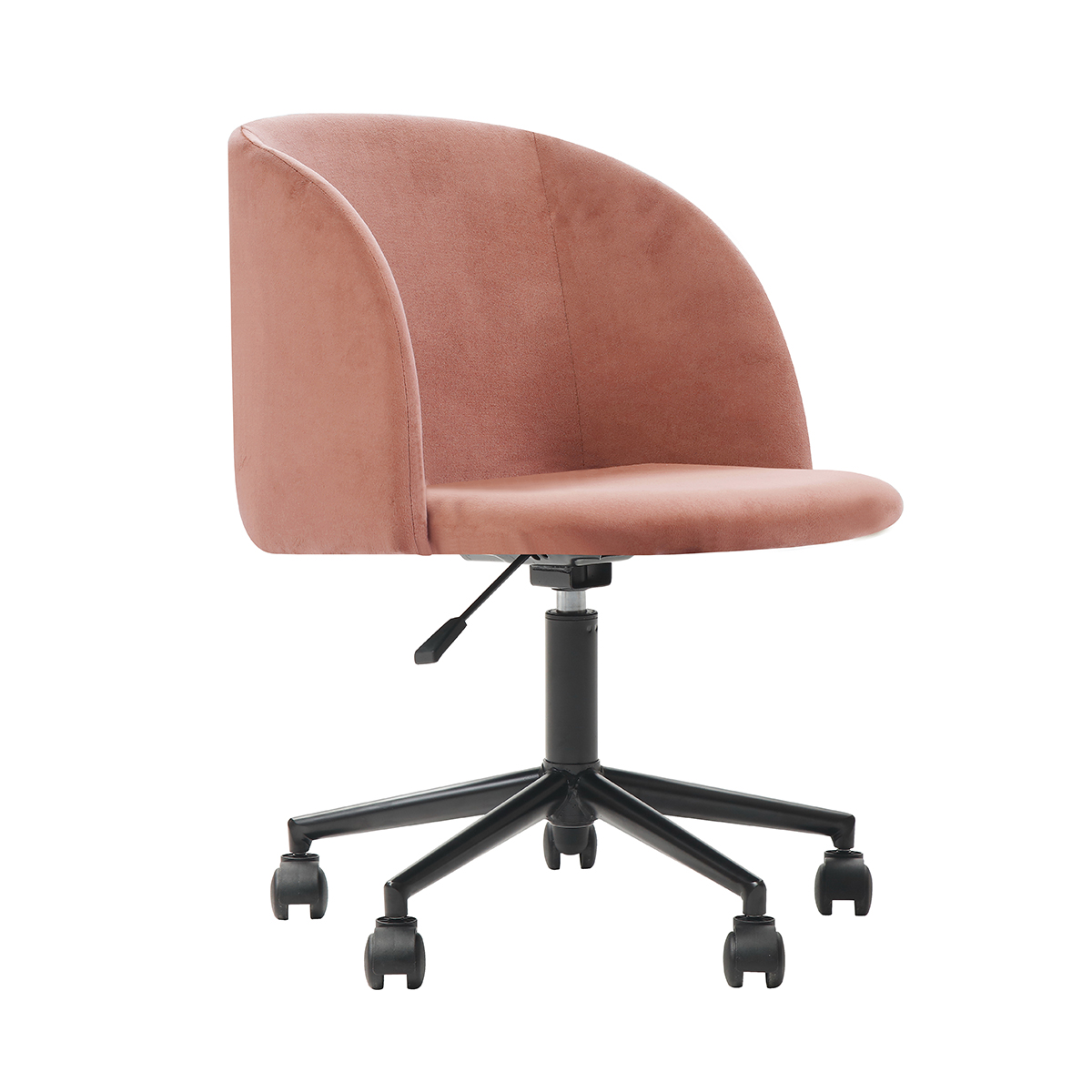 Silla de Oficina Giratoria en Terciopelo Rosa con Altura Ajustable y Asiento Acolchado