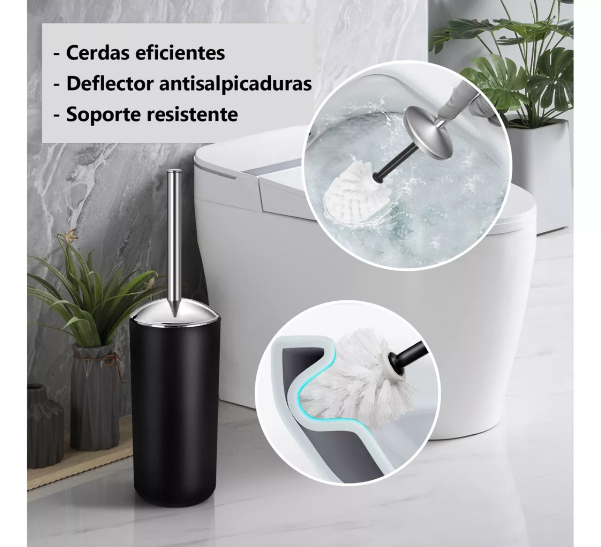 Set De Baño Accesorios 8/10 Pzs Negro Plastico Completo 