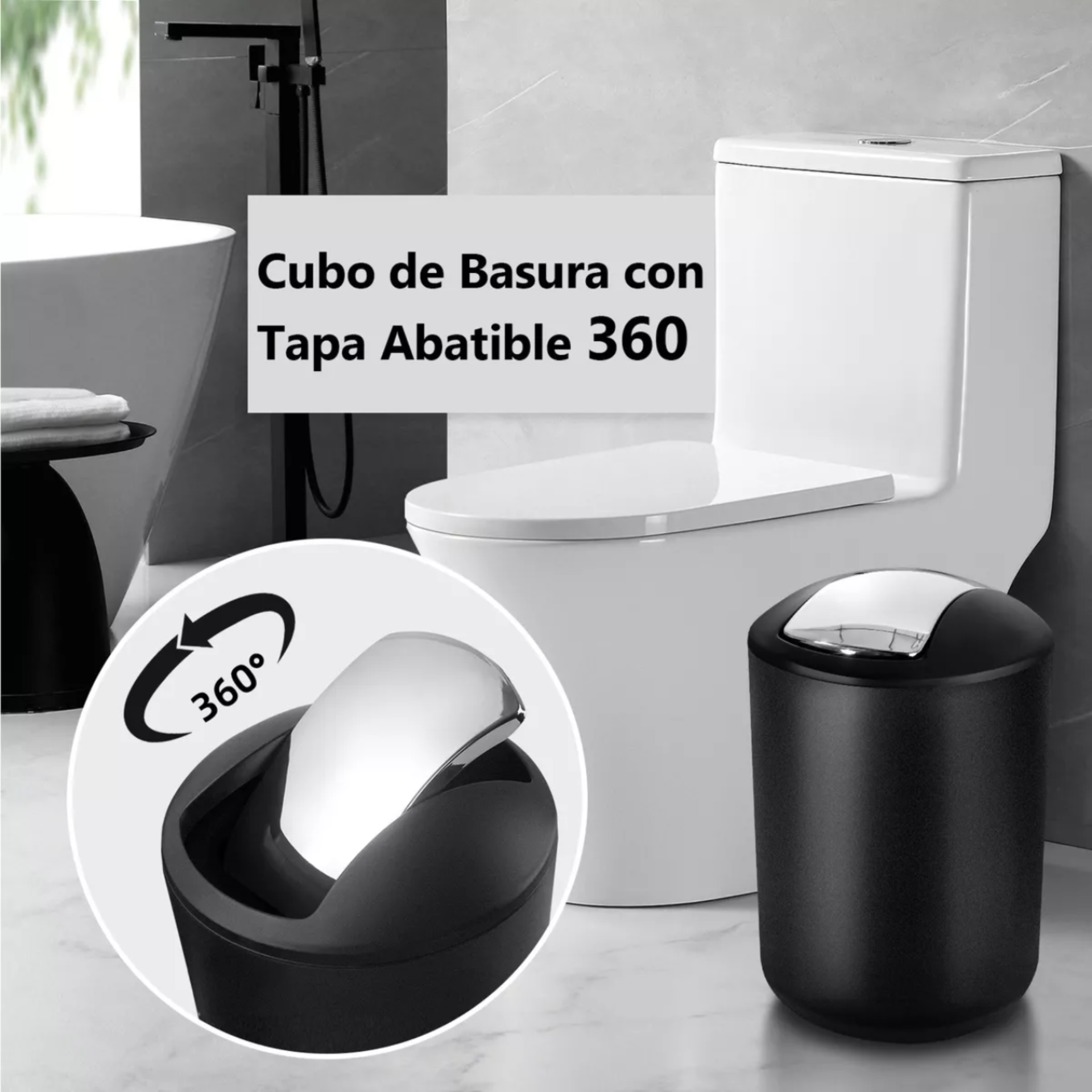Set De Baño Accesorios 8/10 Pzs Negro Plastico Completo 