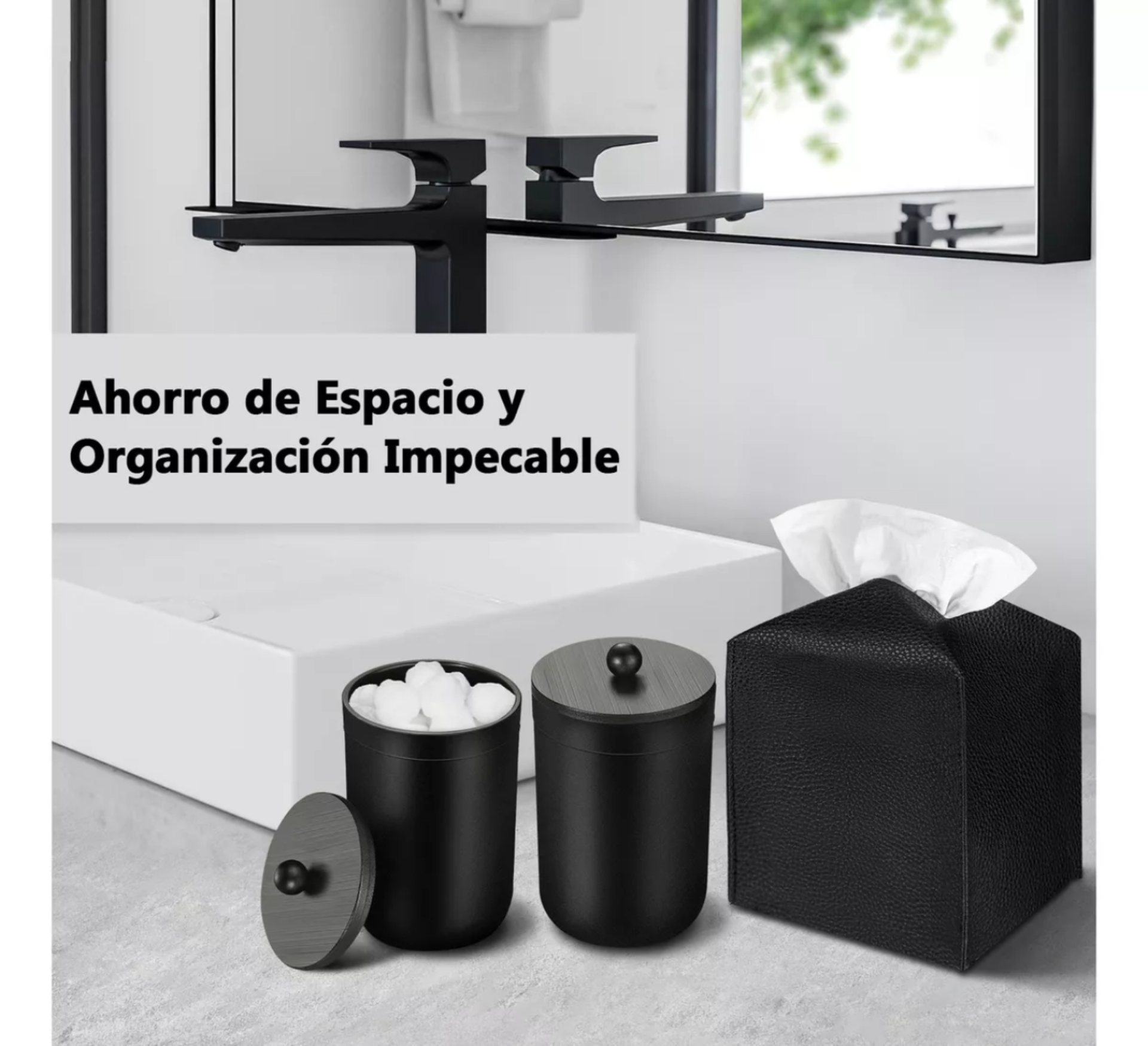 Set De Baño Accesorios 8/10 Pzs Negro Plastico Completo 