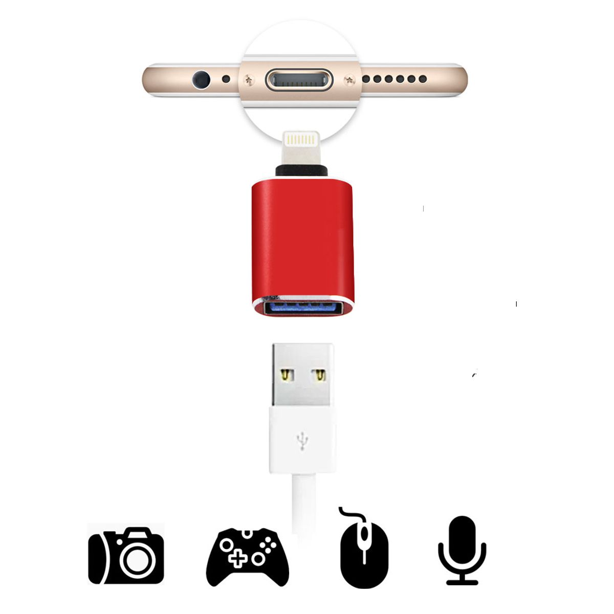Adaptador OTG USB Lightning Compatible con Iphone Ipad