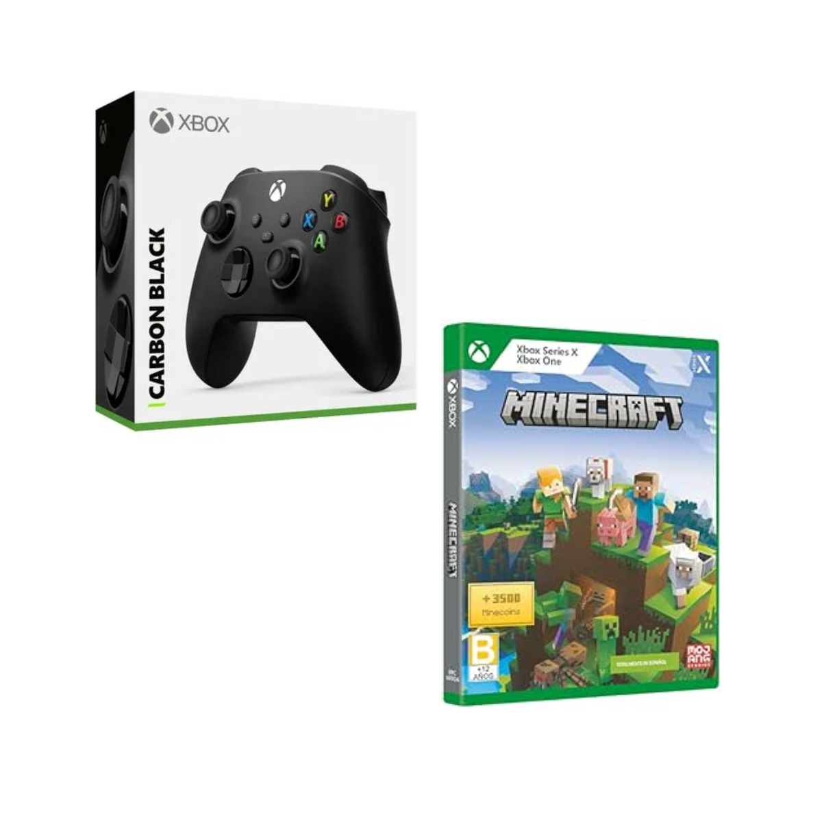 CONTROL XBOX CARBON BLACK MAS JUEGO MINECRAFT 