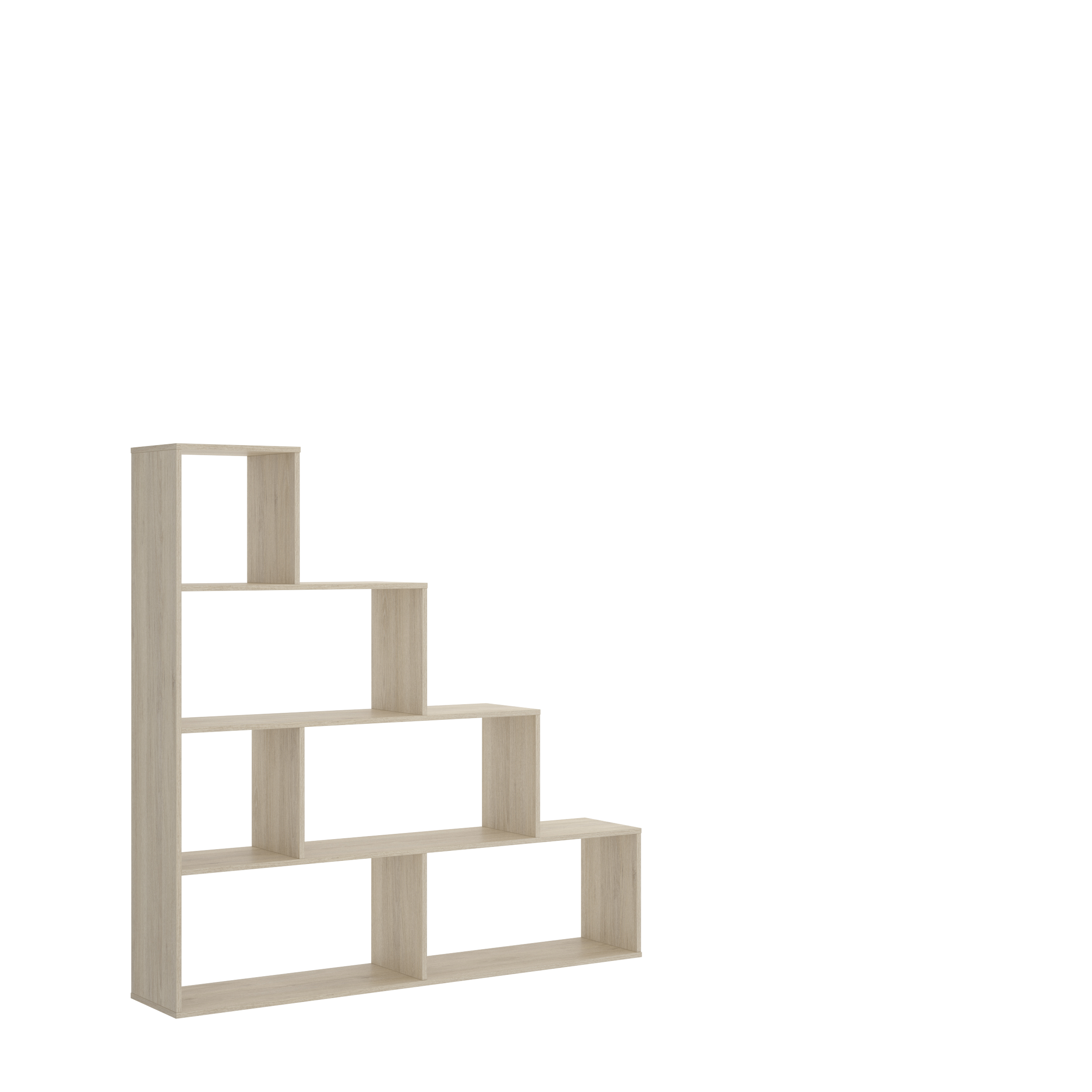 Librero Color Madera en Escalera con 6 Módulos de Almacenaje. Estructura de Madera MDF