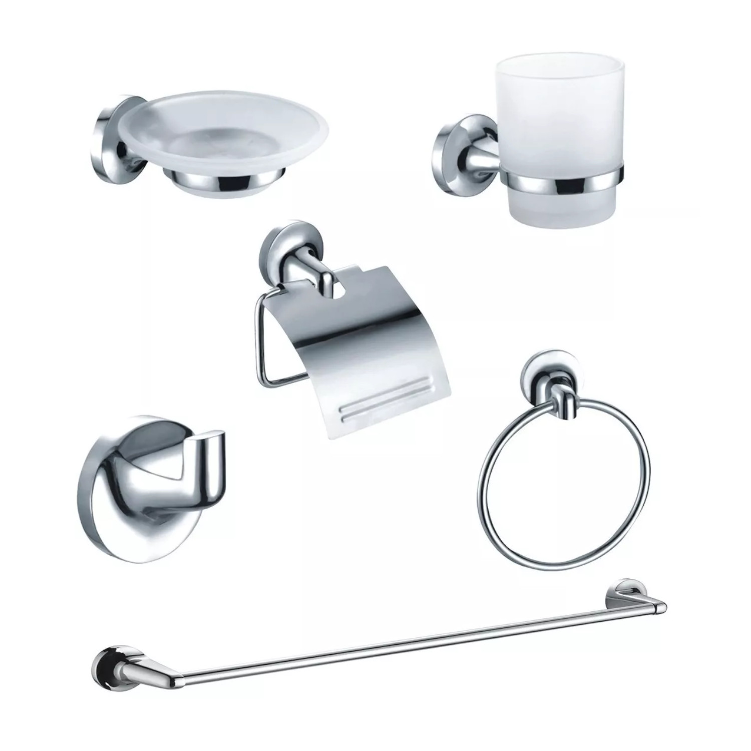 Juego De 6 Accesorios Para Baño Alfa Metálico Cromado Zinc Y Acero Inoxidable