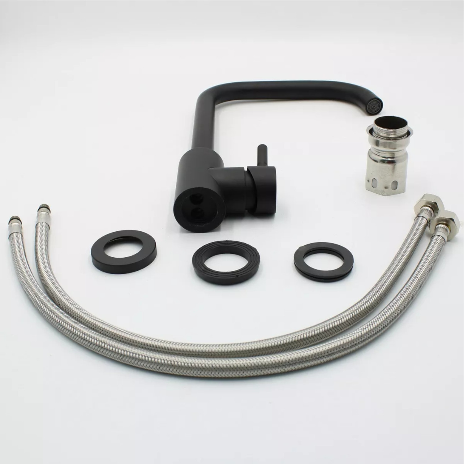 Llave Monomando Fregadero O Tarja Cocina  Rubinett Acero Inoxidable 304 Negro Mate de Lujo