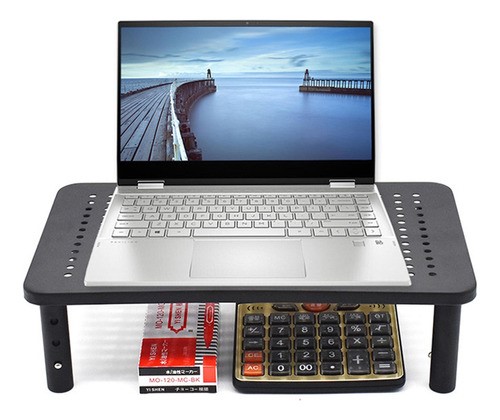 Soporte Elevador Para Portátil/escritorio Ajuste De 3 Veloci NEGRO