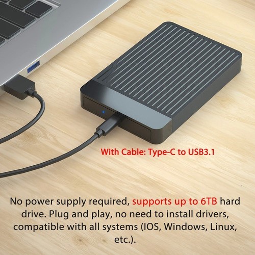 Case Gabinete Disco Duro Ssd 10gbps 2.5 Hdd Sata Usb3.1 NEGRO