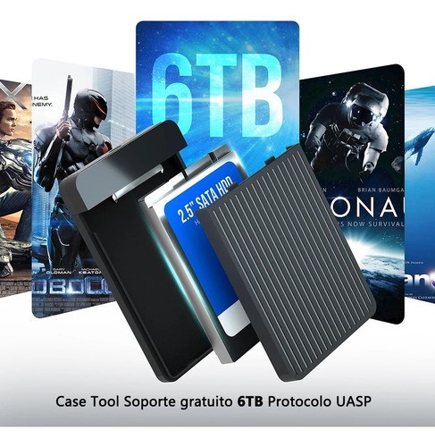 Case Gabinete Disco Duro Ssd 10gbps 2.5 Hdd Sata Usb3.1 NEGRO