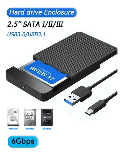 Case Gabinete Disco Duro Ssd 10gbps 2.5 Hdd Sata Usb3.1 NEGRO