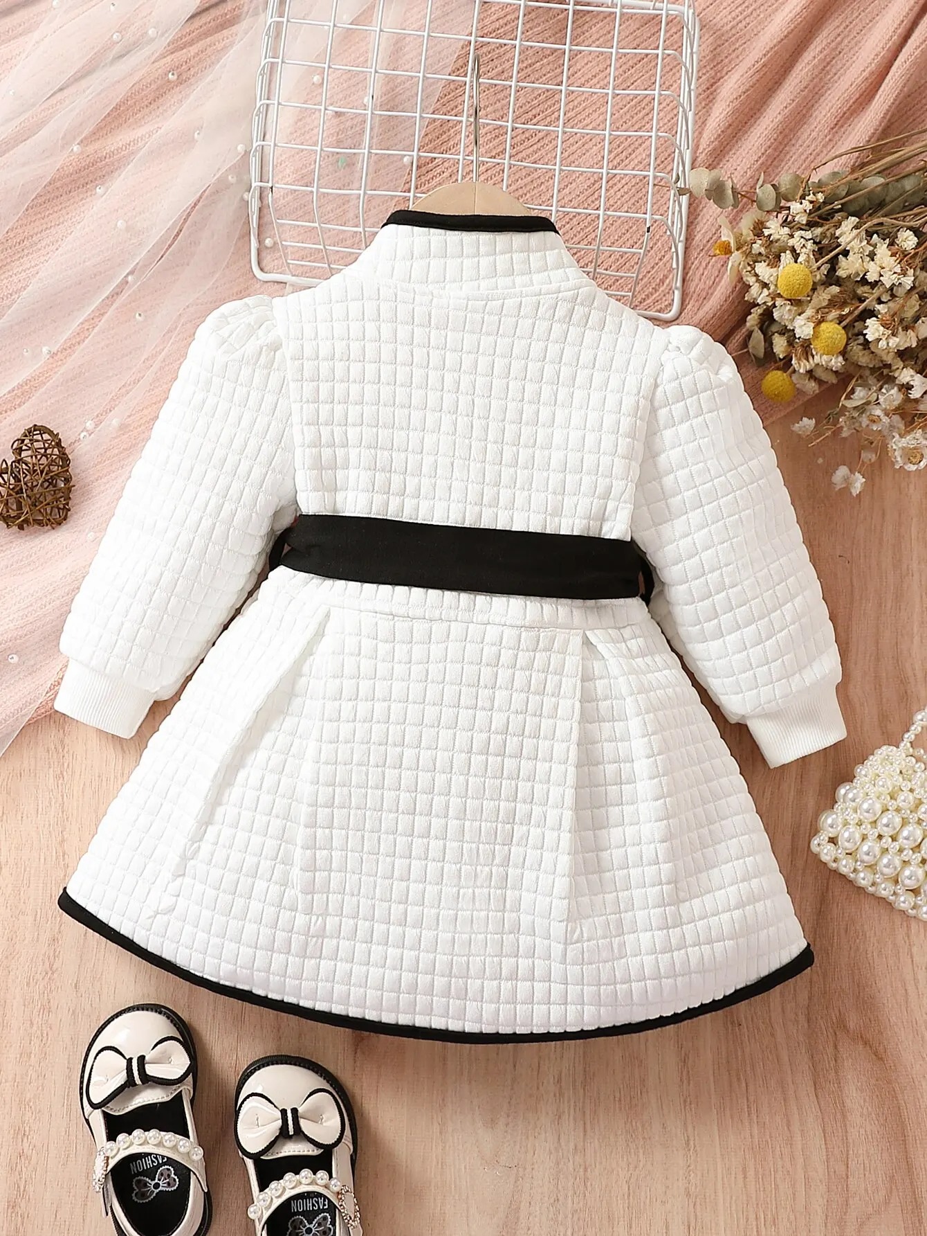 Vestido Térmico Cinturón Niñas Abrigo Princesa Moda Otoño Invierno