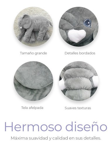 Juguetes de almohada para elefantes de peluche de gran tamaño 30x30