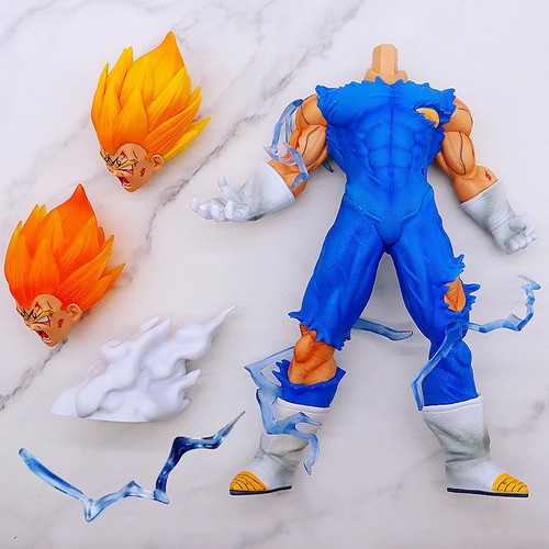 Figura Majin Vegeta Dragon Ball Z 27cm+ 2 Cabeza Y Brazalete AZUL