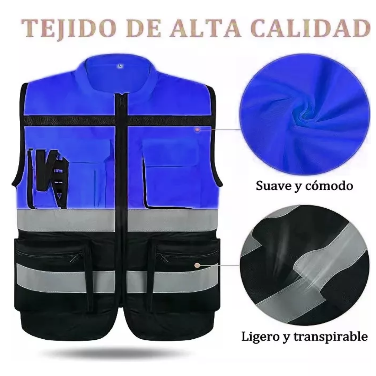 Chaleco Seguridad Industrial Reflejante Azul Talla XXL