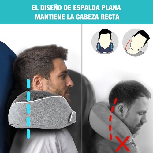 Cojín De Cuello Cómodo, Almohada Viaje Espuma Viscoelástica GRIS
