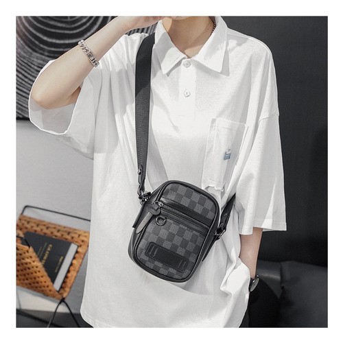 Bolso Para Hombre Crossbody Bandolera Maletin Moda Casual CIRCULOS negro