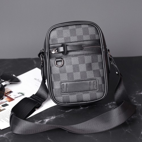 Bolso Para Hombre Crossbody Bandolera Maletin Moda Casual CUADROS negro