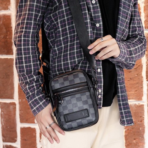 Bolso Para Hombre Crossbody Bandolera Maletin Moda Casual CIRCULOS negro