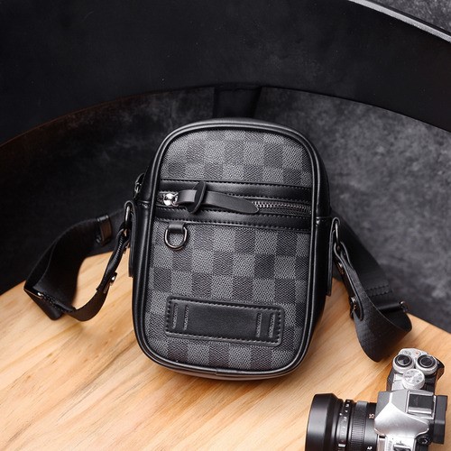 Bolso Para Hombre Crossbody Bandolera Maletin Moda Casual CUADROS negro