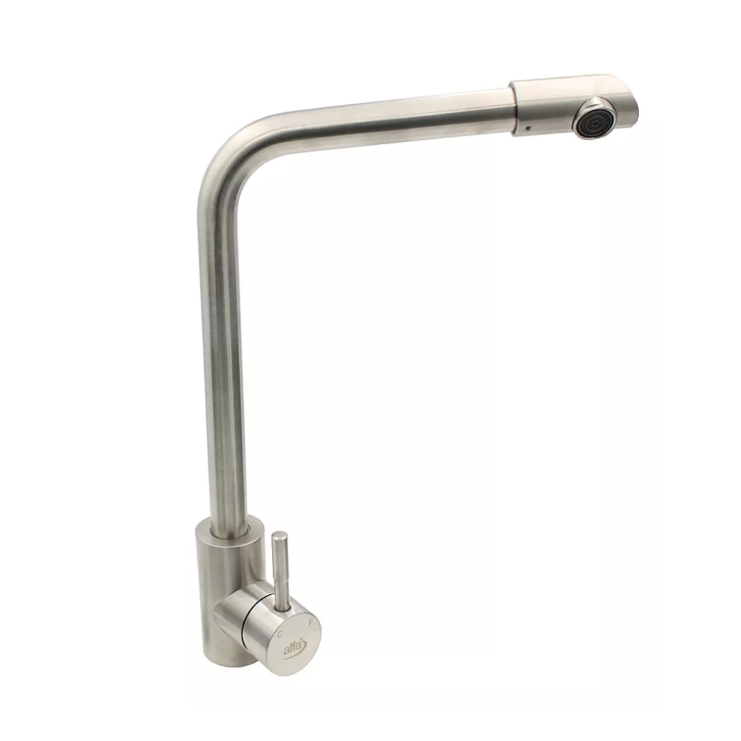 Llave Monomando Fregadero O Tarja Cocina  Alfa Acero Inoxidable 304 Satinada Cobra