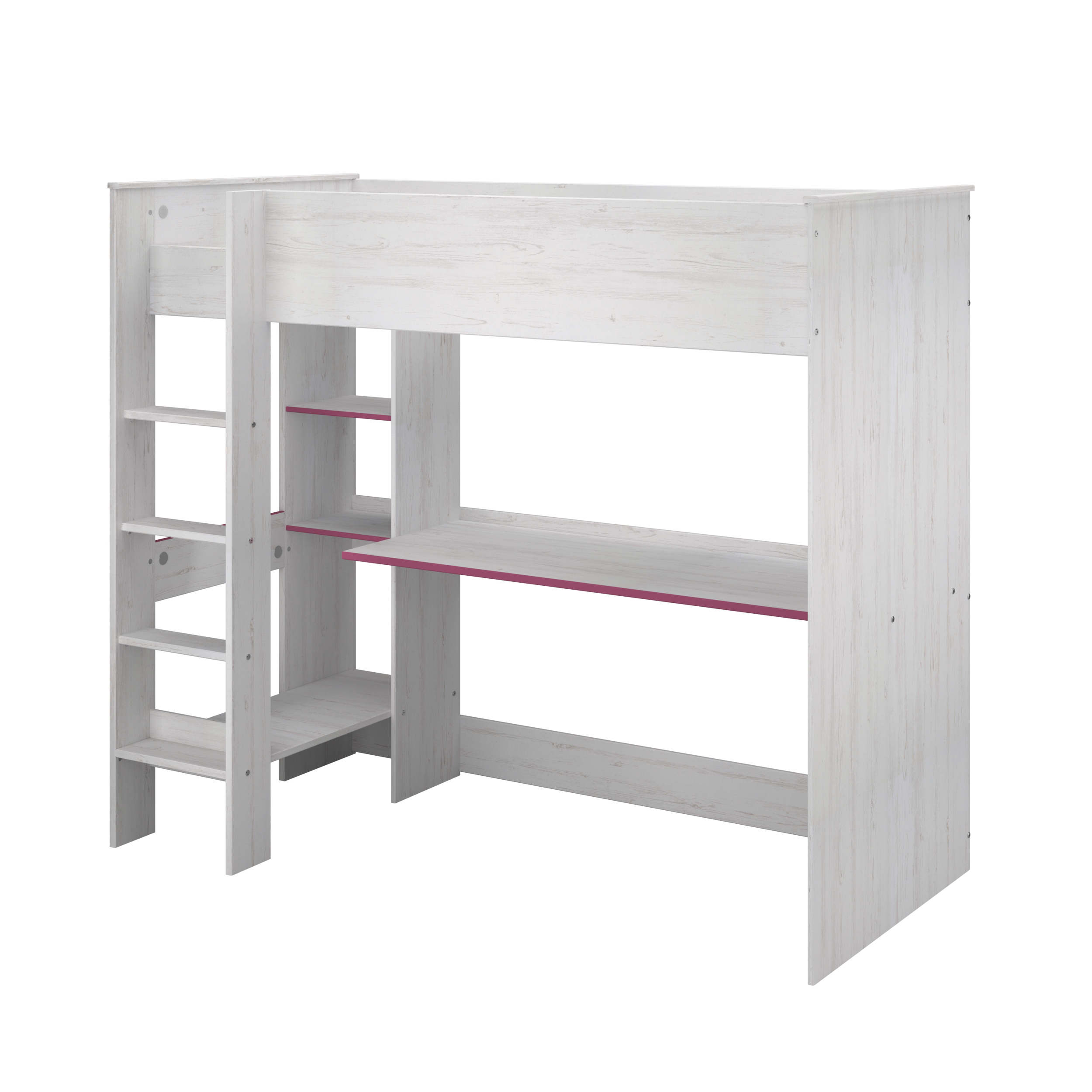 Litera Color Madera con Escritorio y 3 Entrepaños. Estructura de Madera Industrial