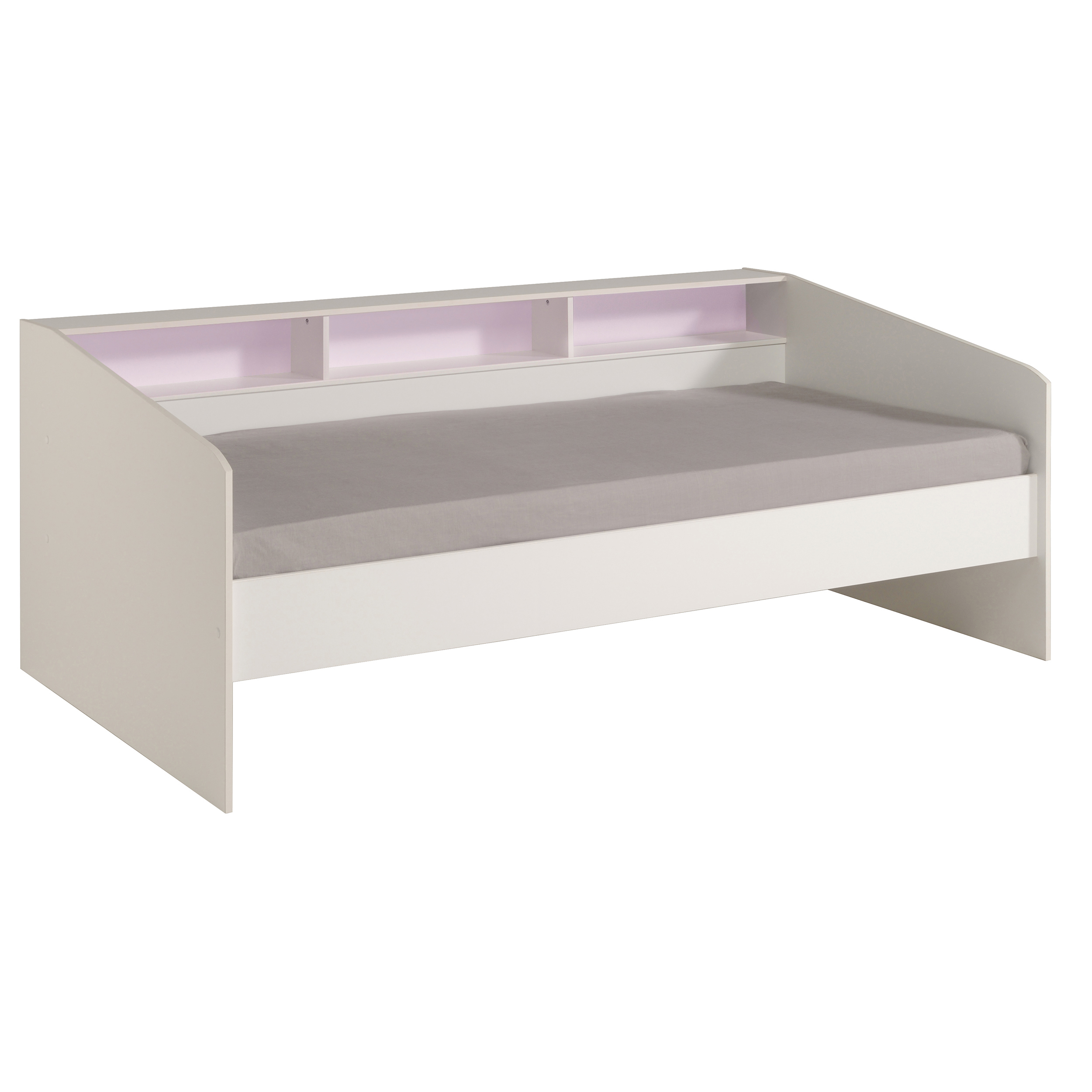 Cama Individual Blanca con 2 Cajones. Marco Metálico y Estructura de Madera Industrial