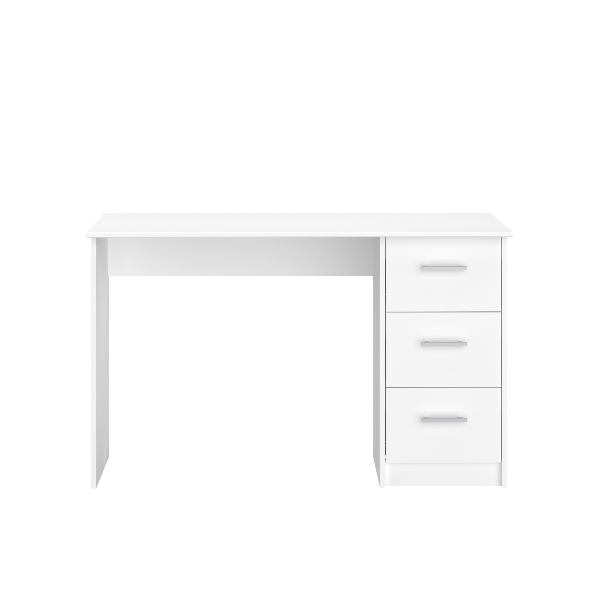 Escritorio Rectangular Blanco para Oficina o Home Office con 3 Cajones y Estructura de Madera Industrial