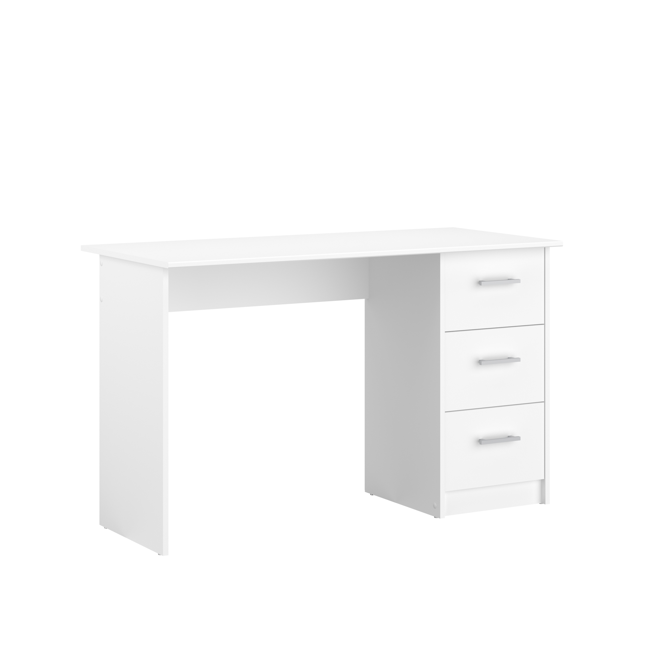 Escritorio Rectangular Blanco para Oficina o Home Office con 3 Cajones y Estructura de Madera Industrial