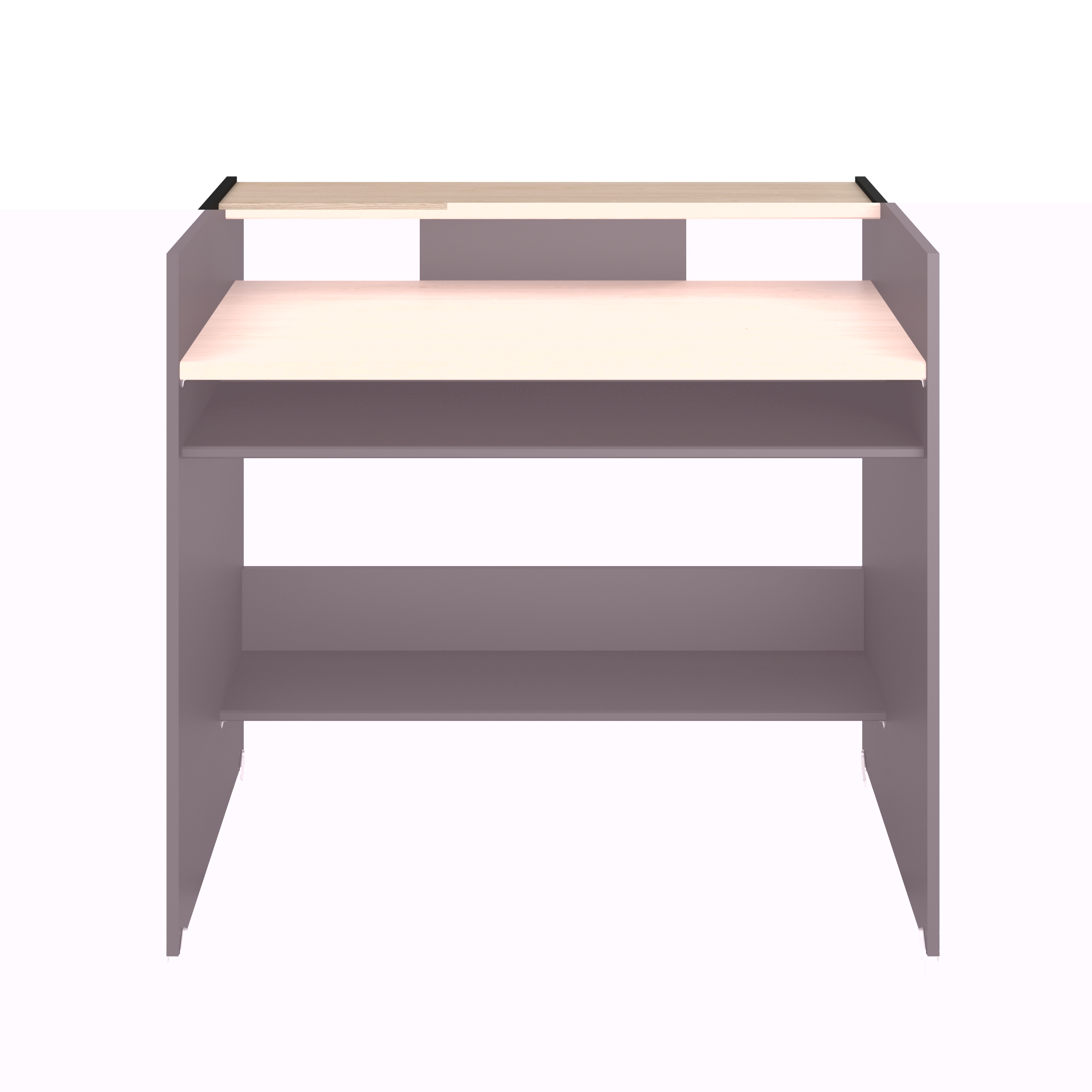 Escritorio Rectangular Color Negro y Madera con 2 Entrepaños y 2 Repisas Estructura de Madera Procesada