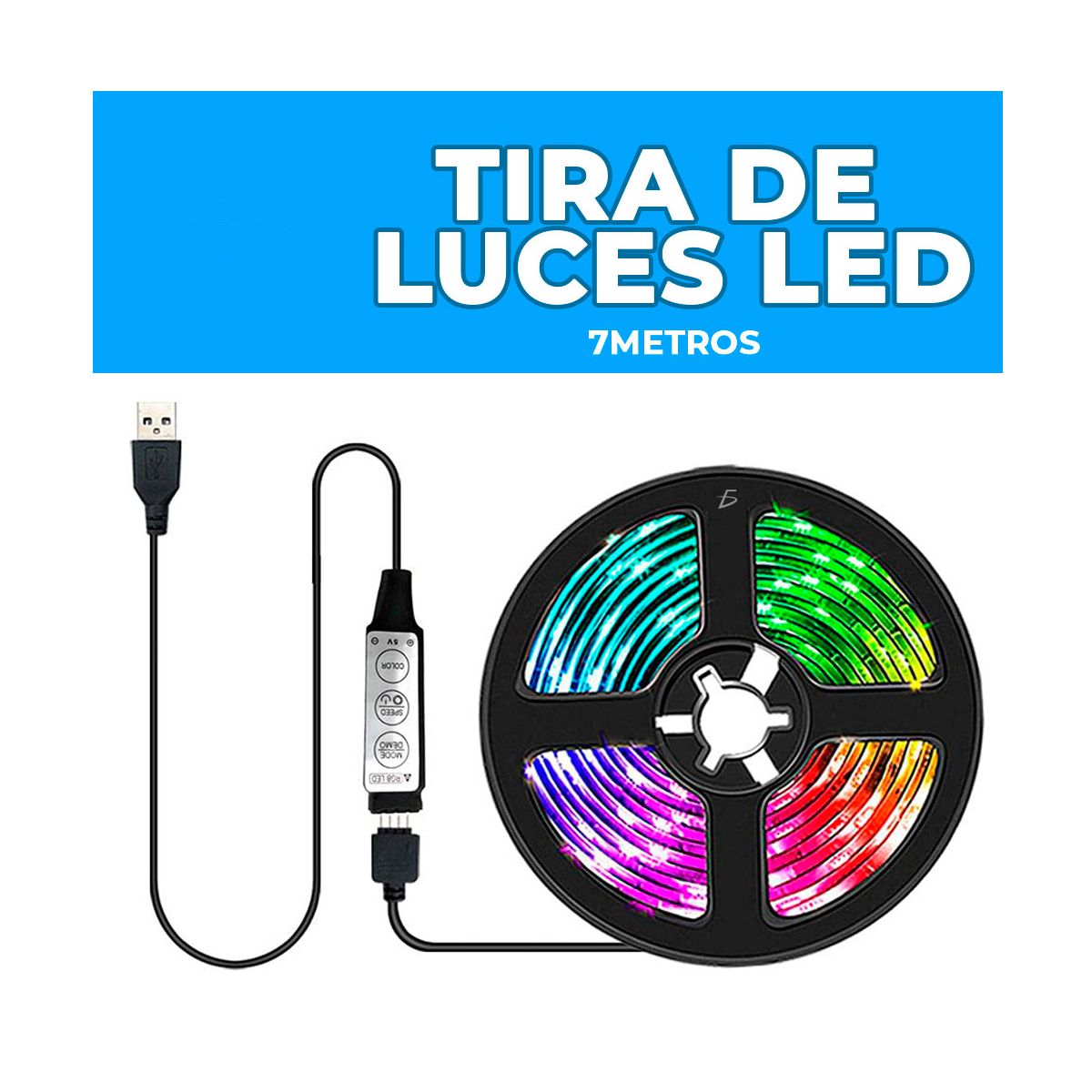 Tira LED RGB Conexion y Control USB 7 Metros