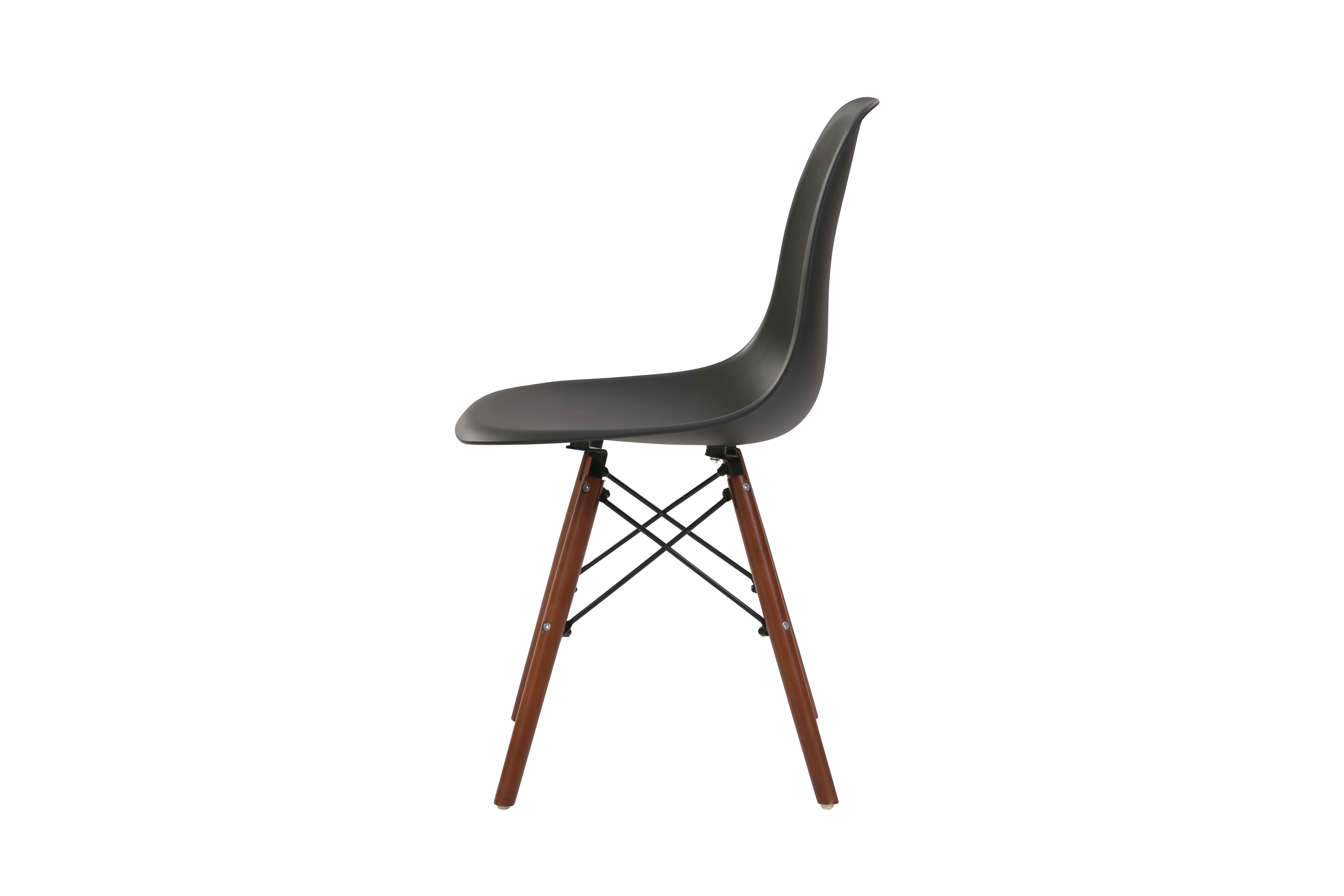 Silla de Comedor Negra con Patas de Madera de Haya y Soporte de Metal