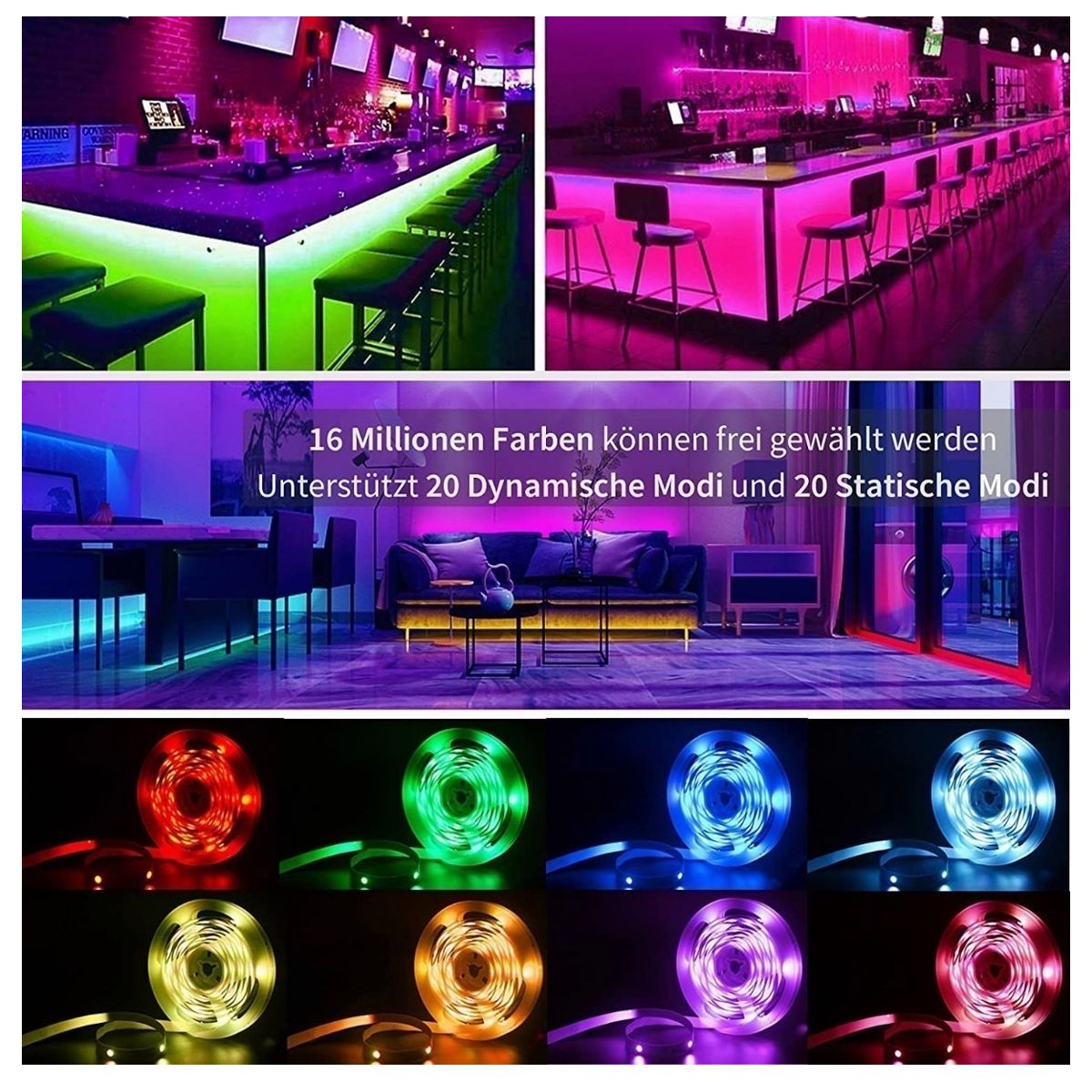 Tira de 10 Metros De Luces Led RGB Bluetooth APP y Control Remoto