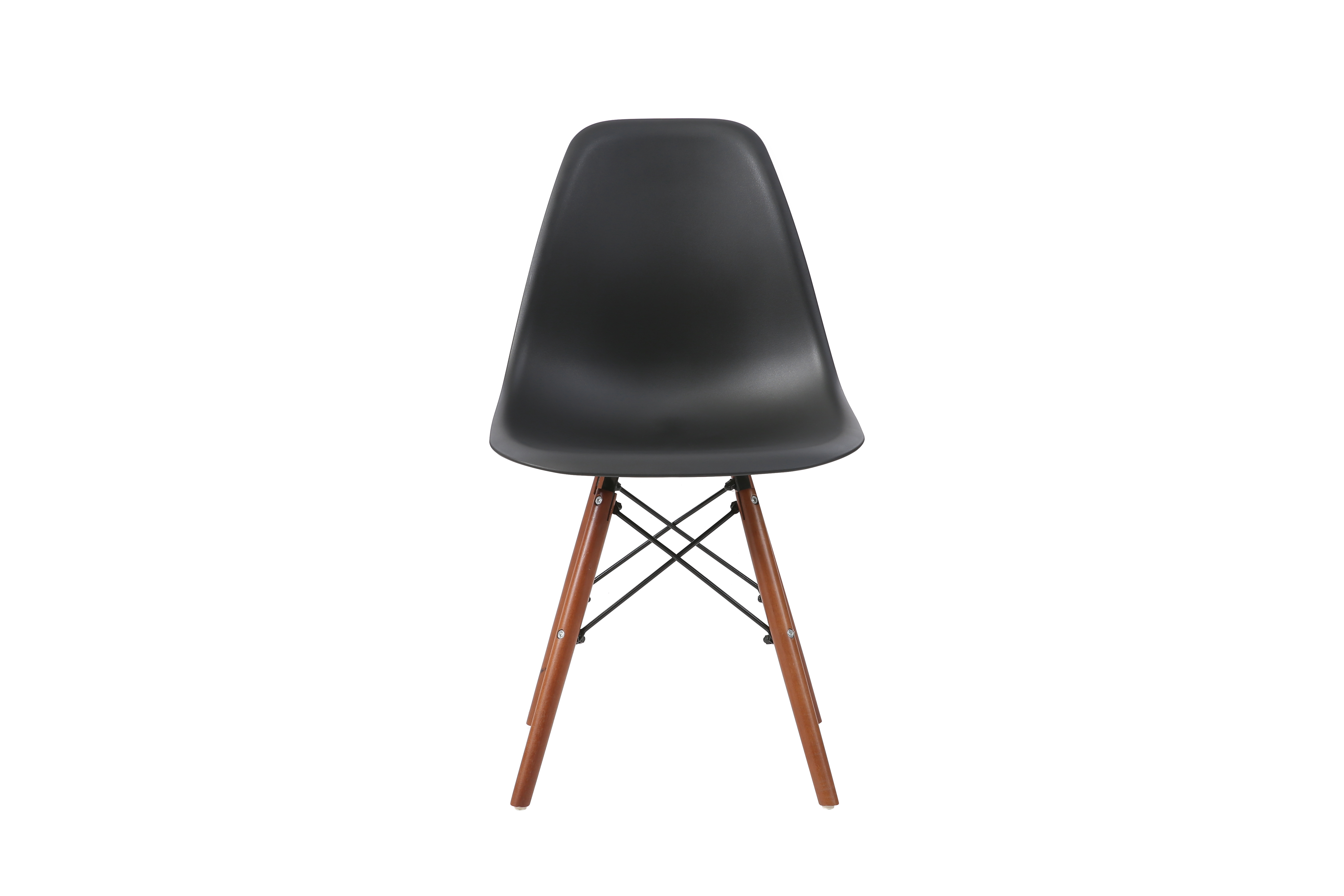 Silla de Comedor Negra con Patas de Madera de Haya y Soporte de Metal