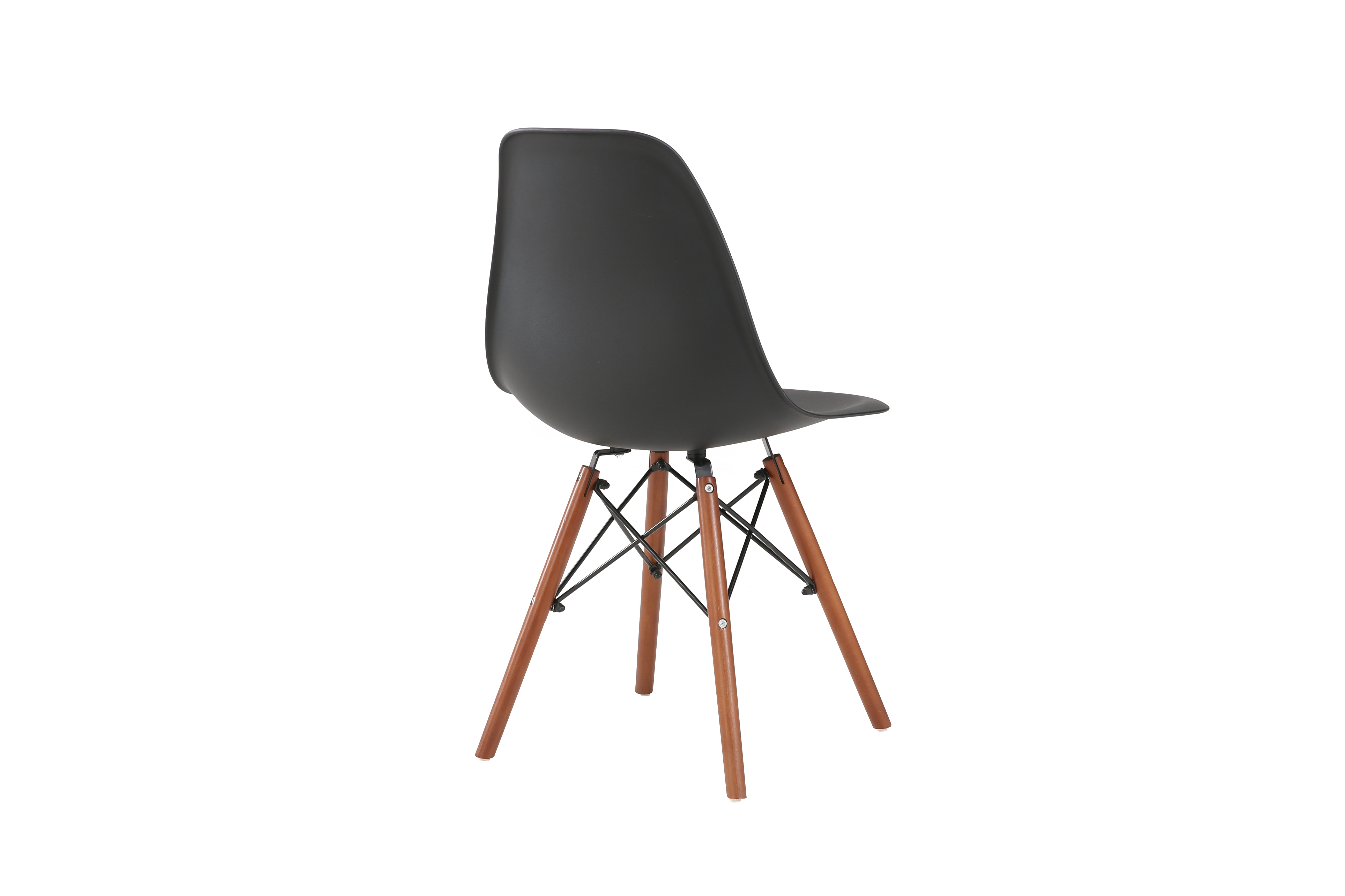 Silla de Comedor Negra con Patas de Madera de Haya y Soporte de Metal