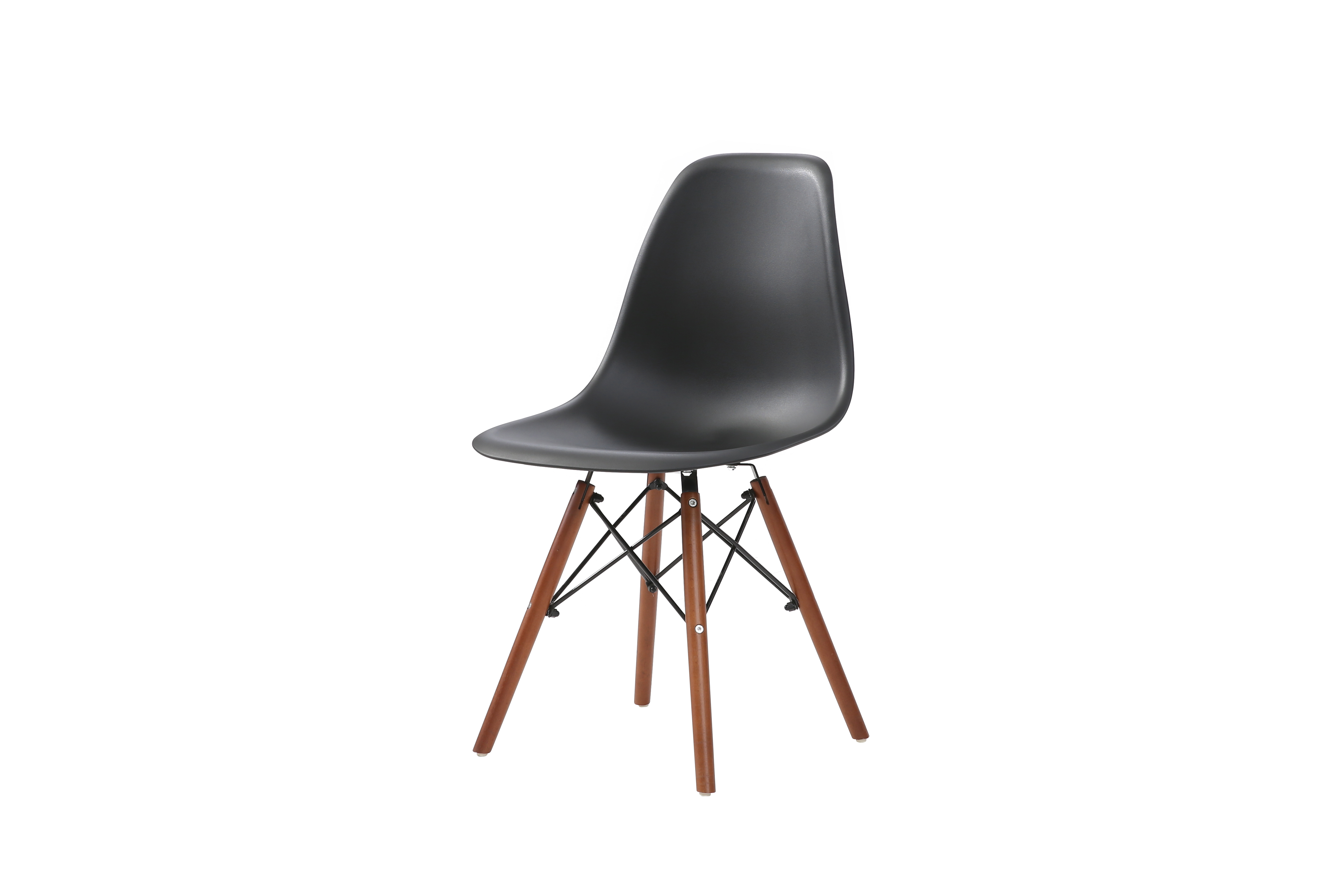 Silla de Comedor Negra con Patas de Madera de Haya y Soporte de Metal