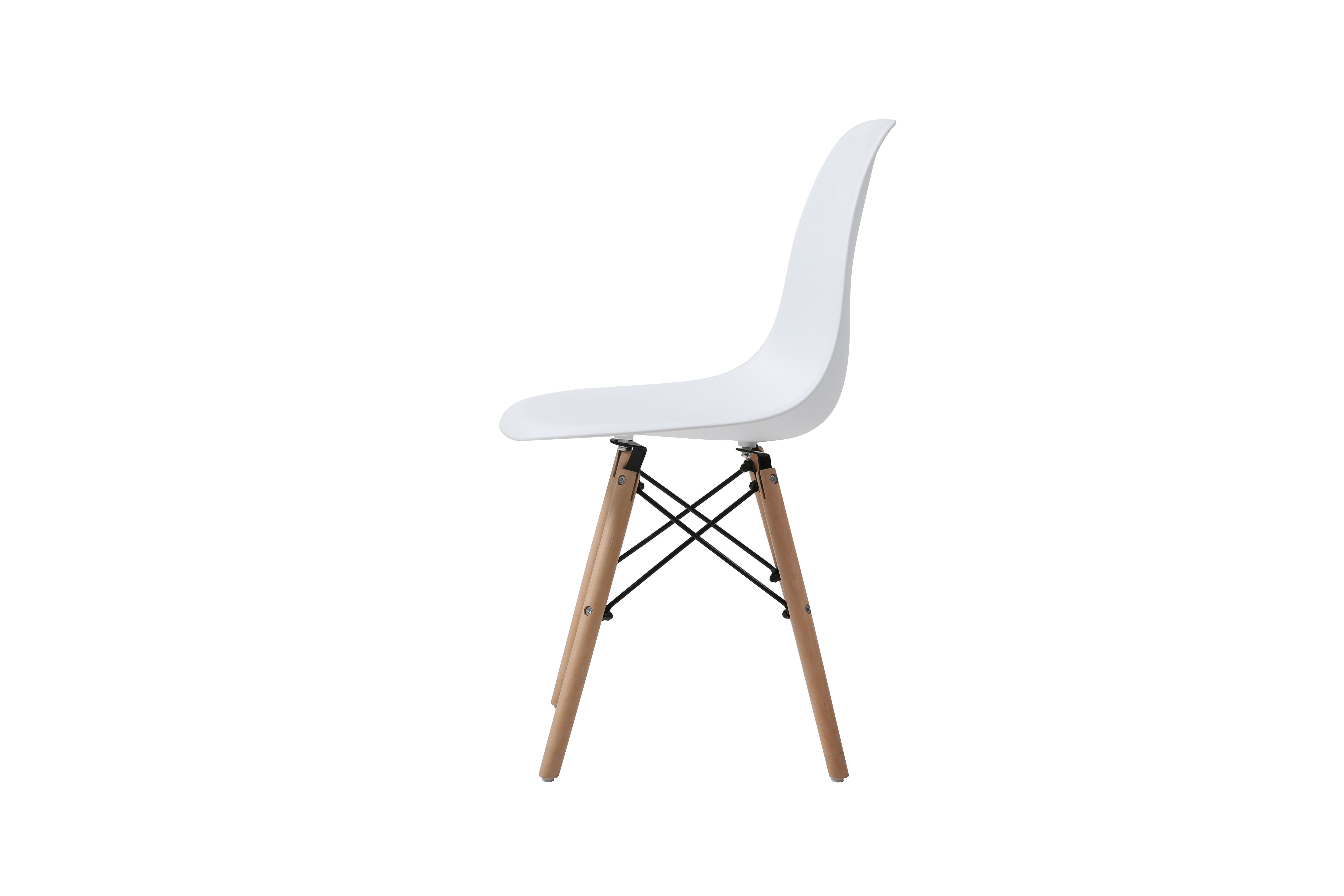 Silla de Comedor Blanca con Patas de Madera de Haya y Soporte de Metal 
