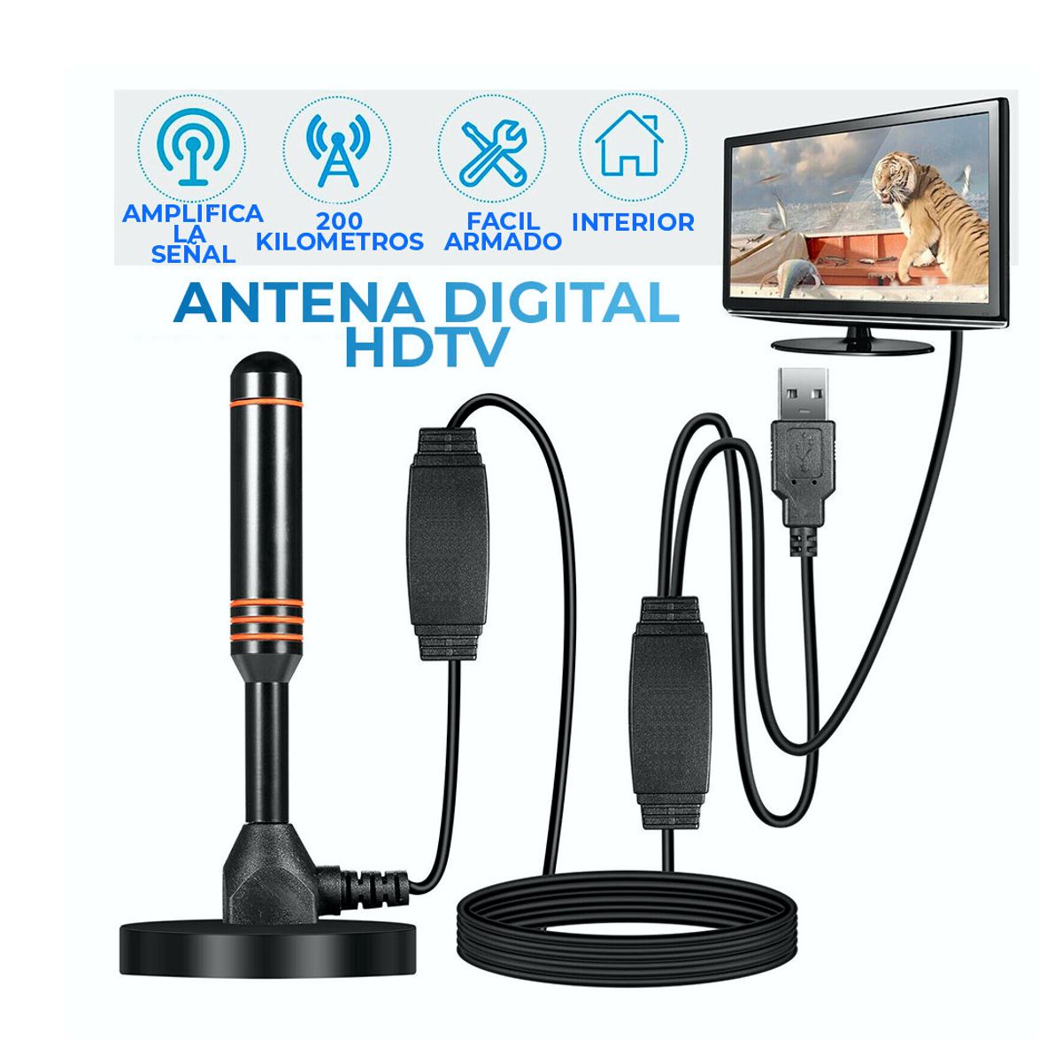Antena Para Television Pantalla Smarttv Potenciador USB 