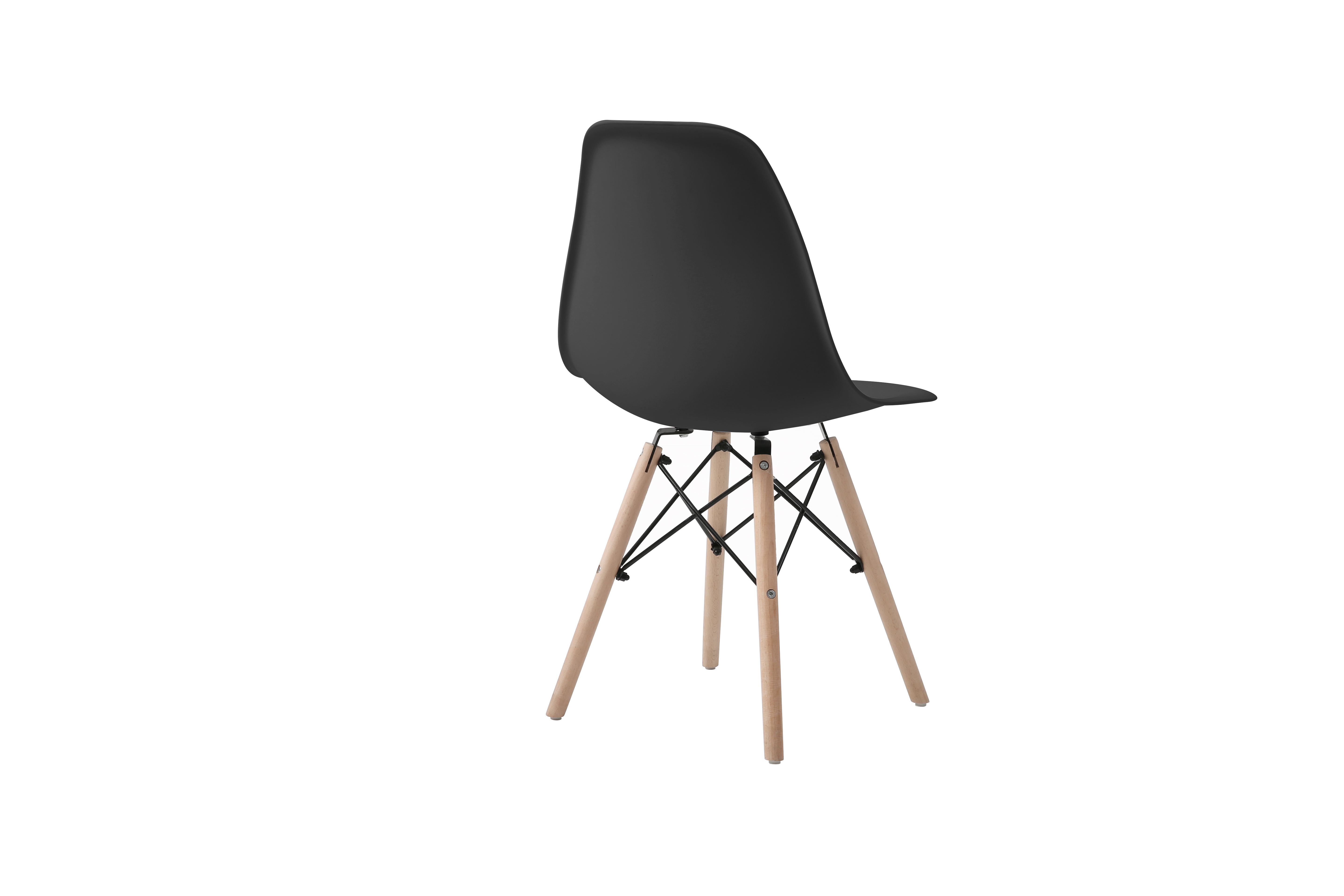 Silla de Comedor Negra con Patas de Madera de Haya y Soporte de Metal 