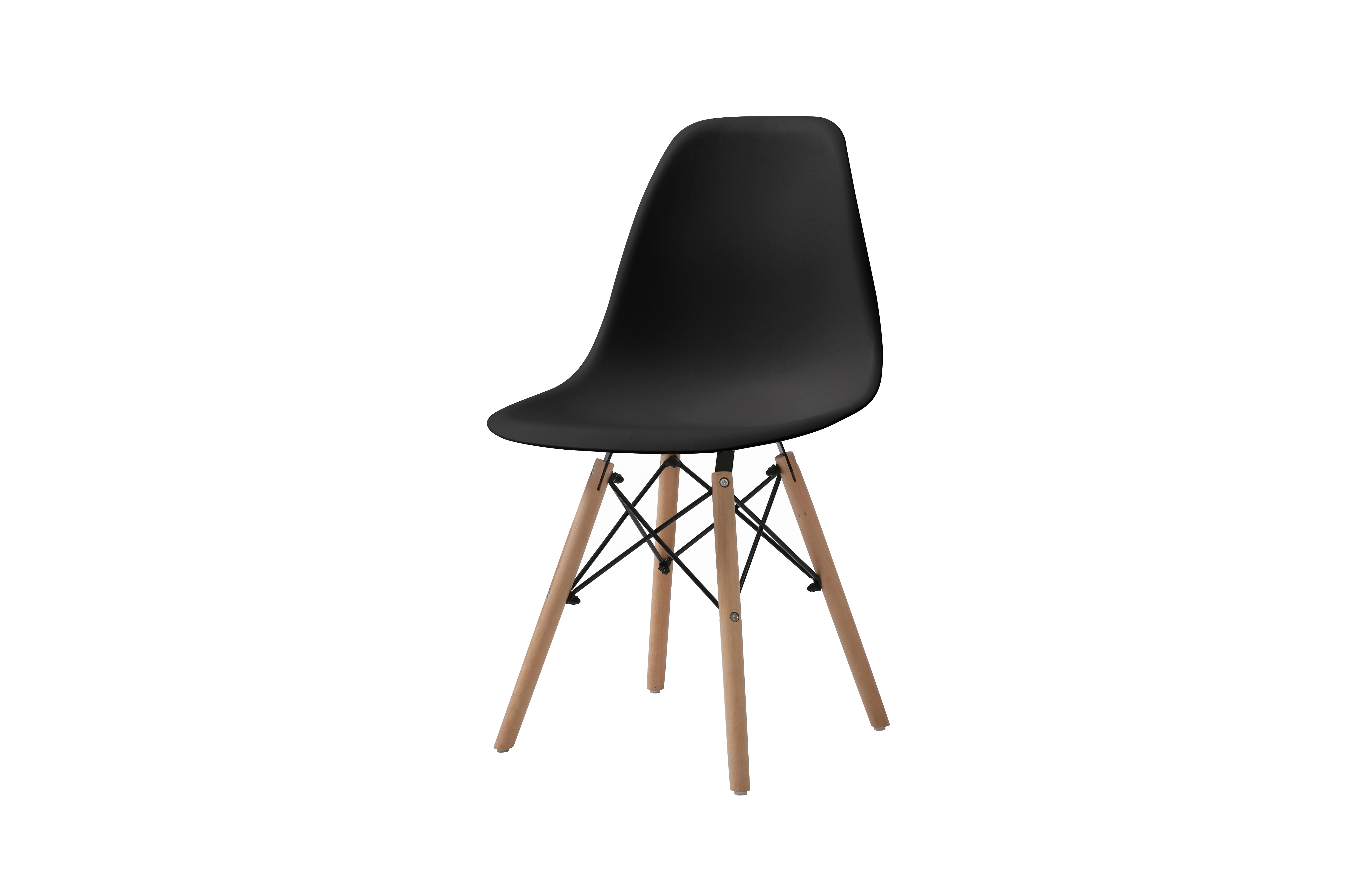 Silla de Comedor Negra con Patas de Madera de Haya y Soporte de Metal 