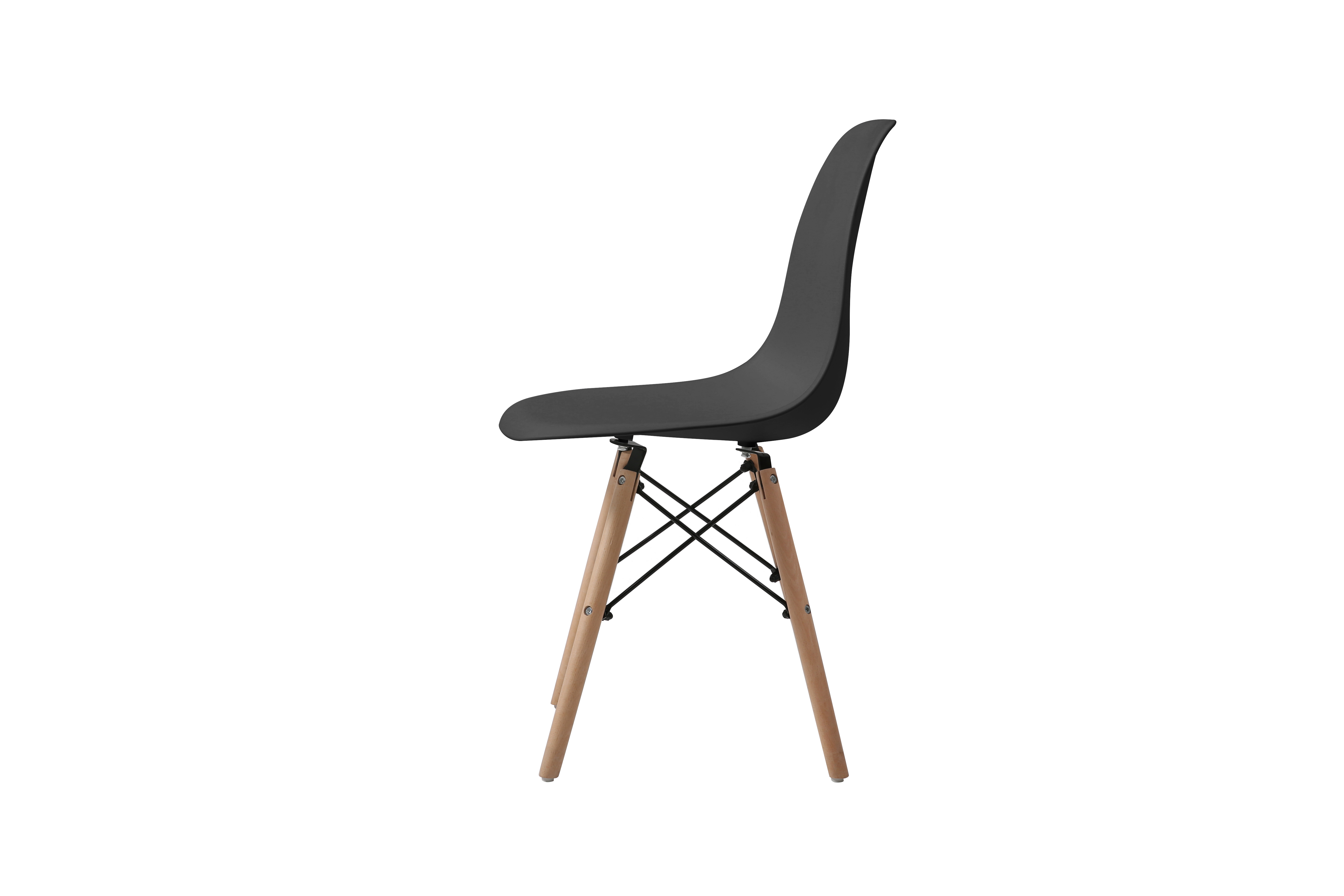 Silla de Comedor Negra con Patas de Madera de Haya y Soporte de Metal 