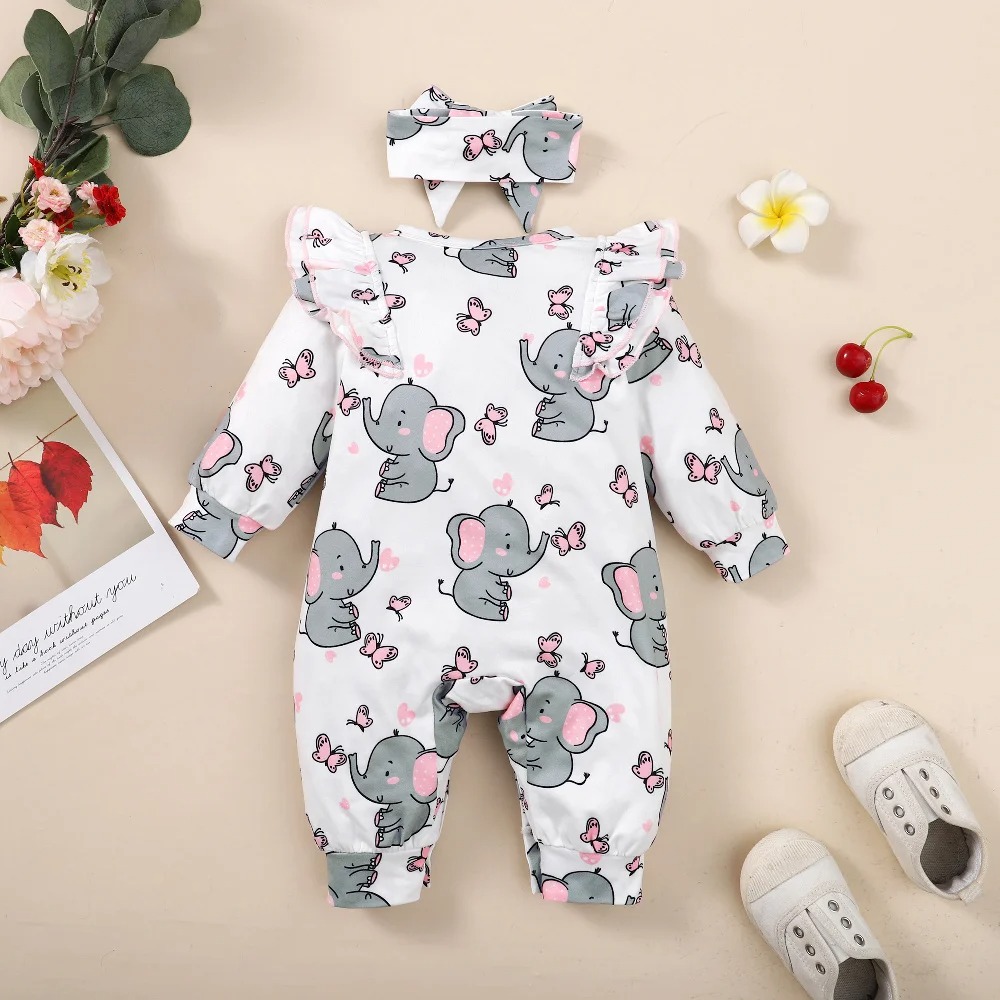 Mameluco Pijama Elefante Moño Bebé Kawaii Disfraz