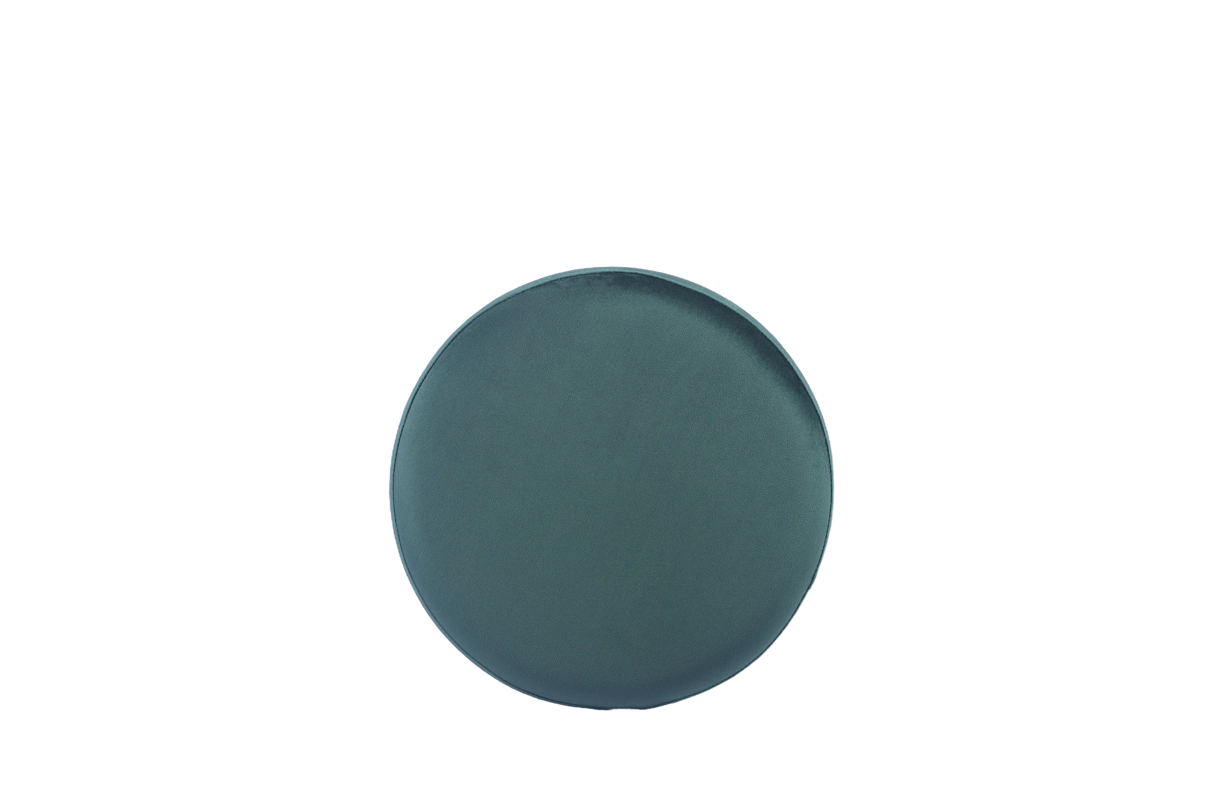 Taburete Cilíndrico Tapizado en Terciopelo Verde con Base de Acero Inoxidable en Acabado Dorado