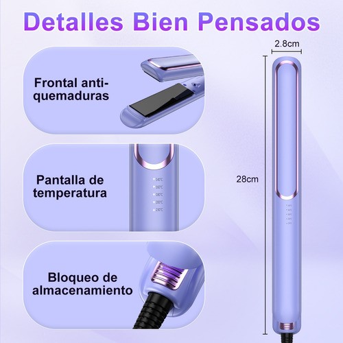Plancha Para Cabello Profesional Para Mojado Y Seco Cerámica VIOLETA