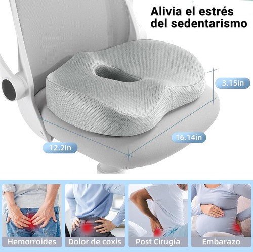 Cojín Del Asiento Y Almohada De Soporte Lumbar Para Espalda GRIS