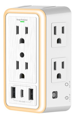 Regleta Enchufe Con 6 Enchufes Ca Y 3 Usb +1 Type-c