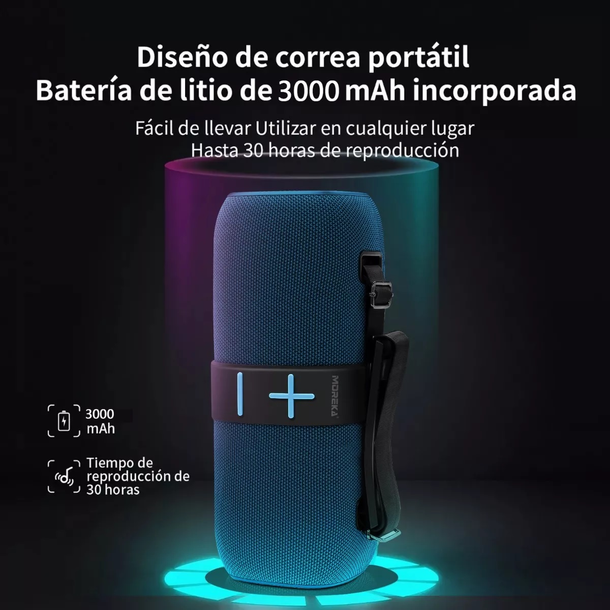  Altavoz Estéreo Moreka 376 Bajo Portátilt Bluetooth Azul Marino