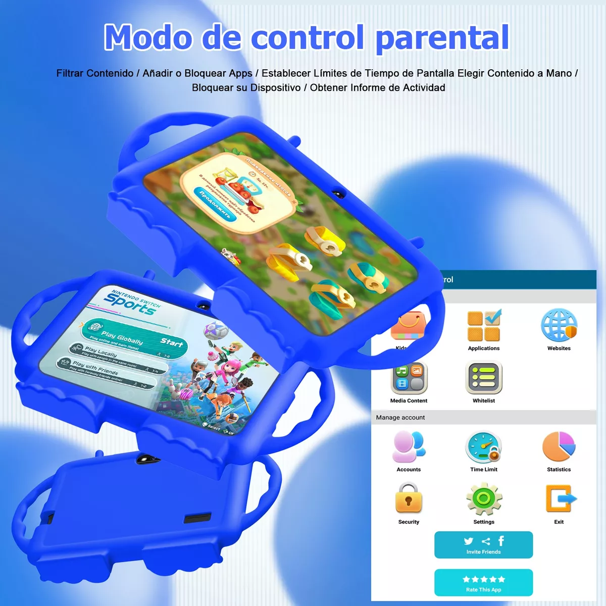 Tablet Para Niños De 7 Pulgadas 32+3gb Memoria Ram Con Funda