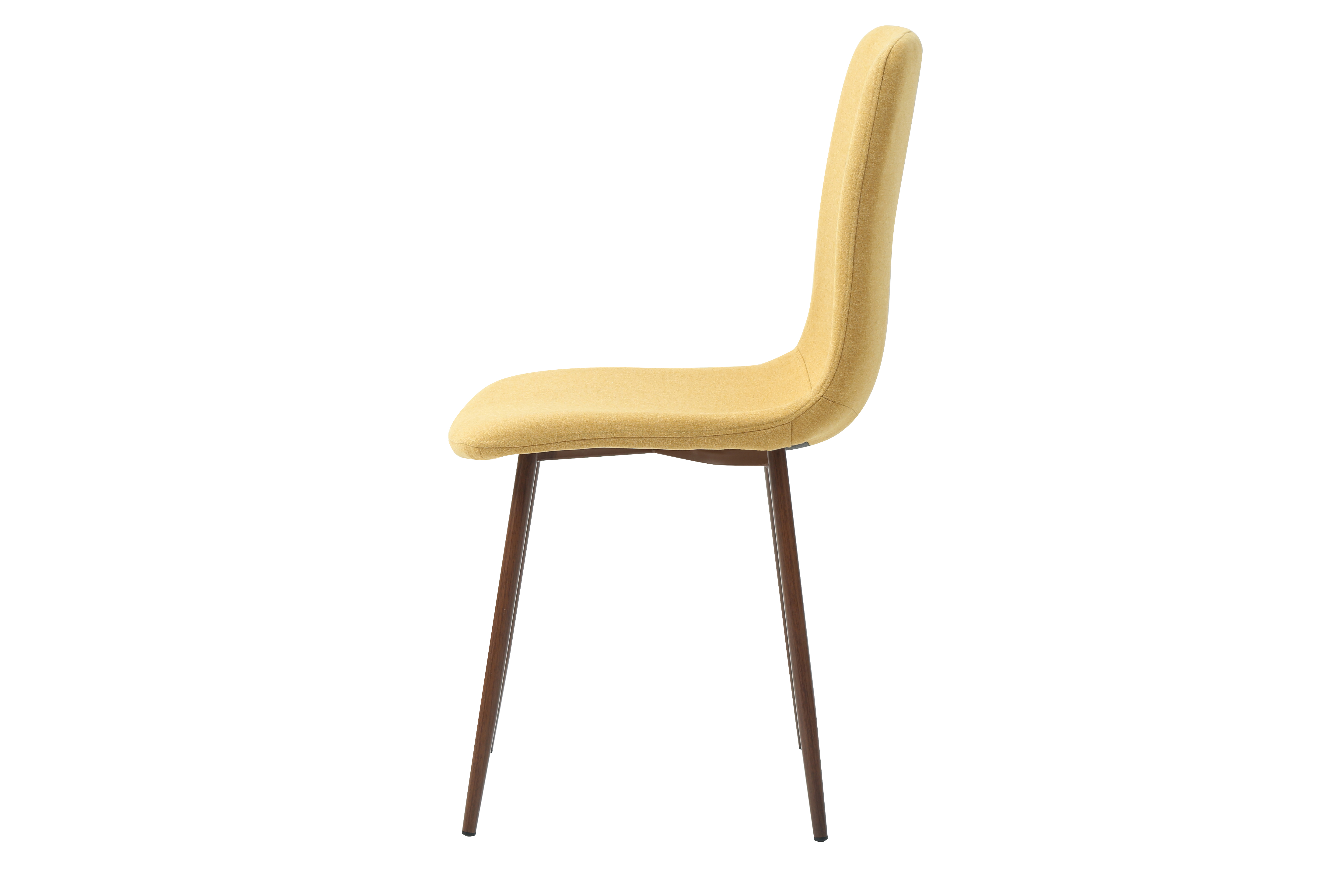 Silla de Comedor Mostaza con Patas de Metal Efecto Madera, Tapizada con Tela Lino y Estructura de Metal