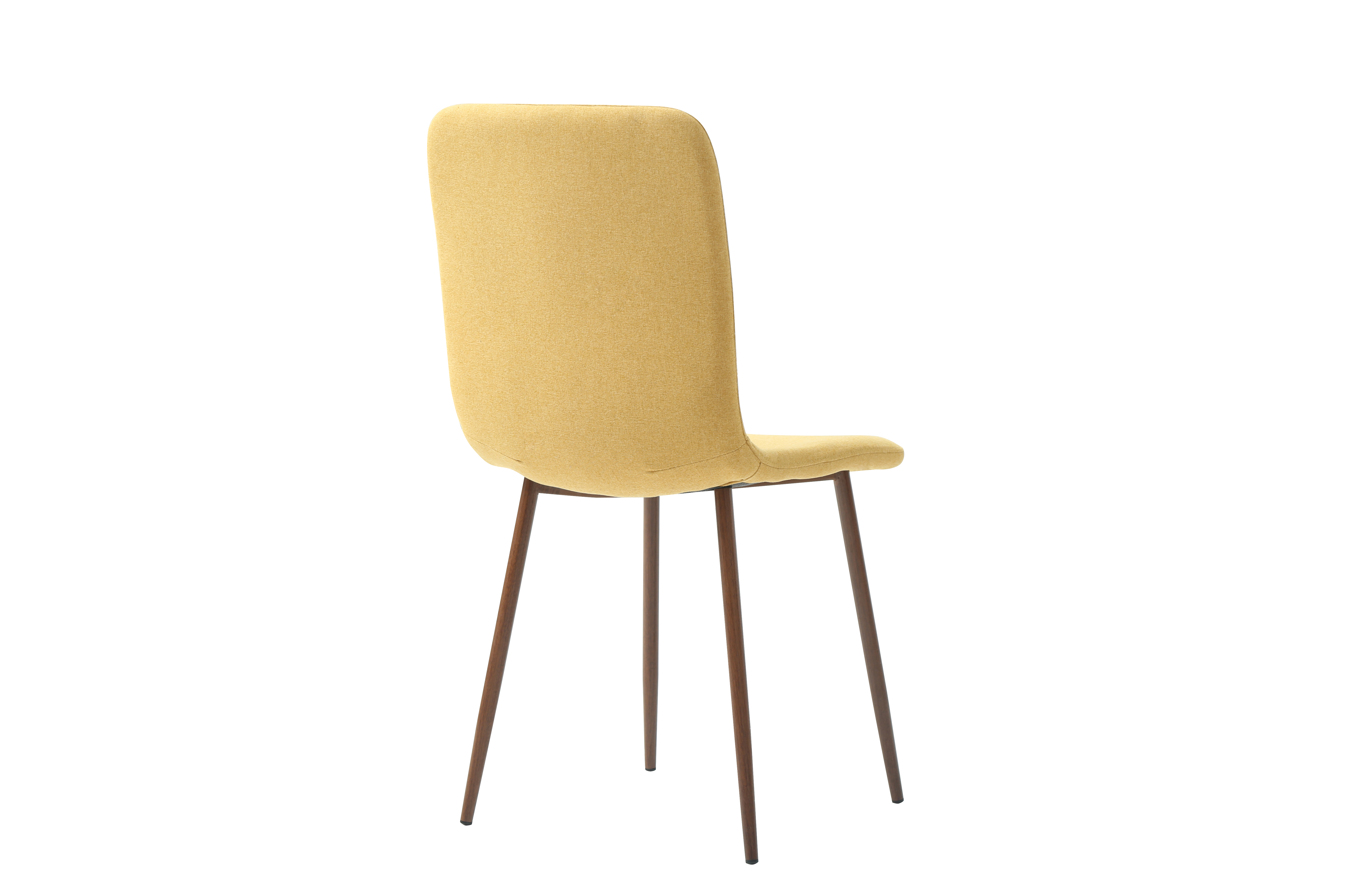 Silla de Comedor Mostaza con Patas de Metal Efecto Madera, Tapizada con Tela Lino y Estructura de Metal